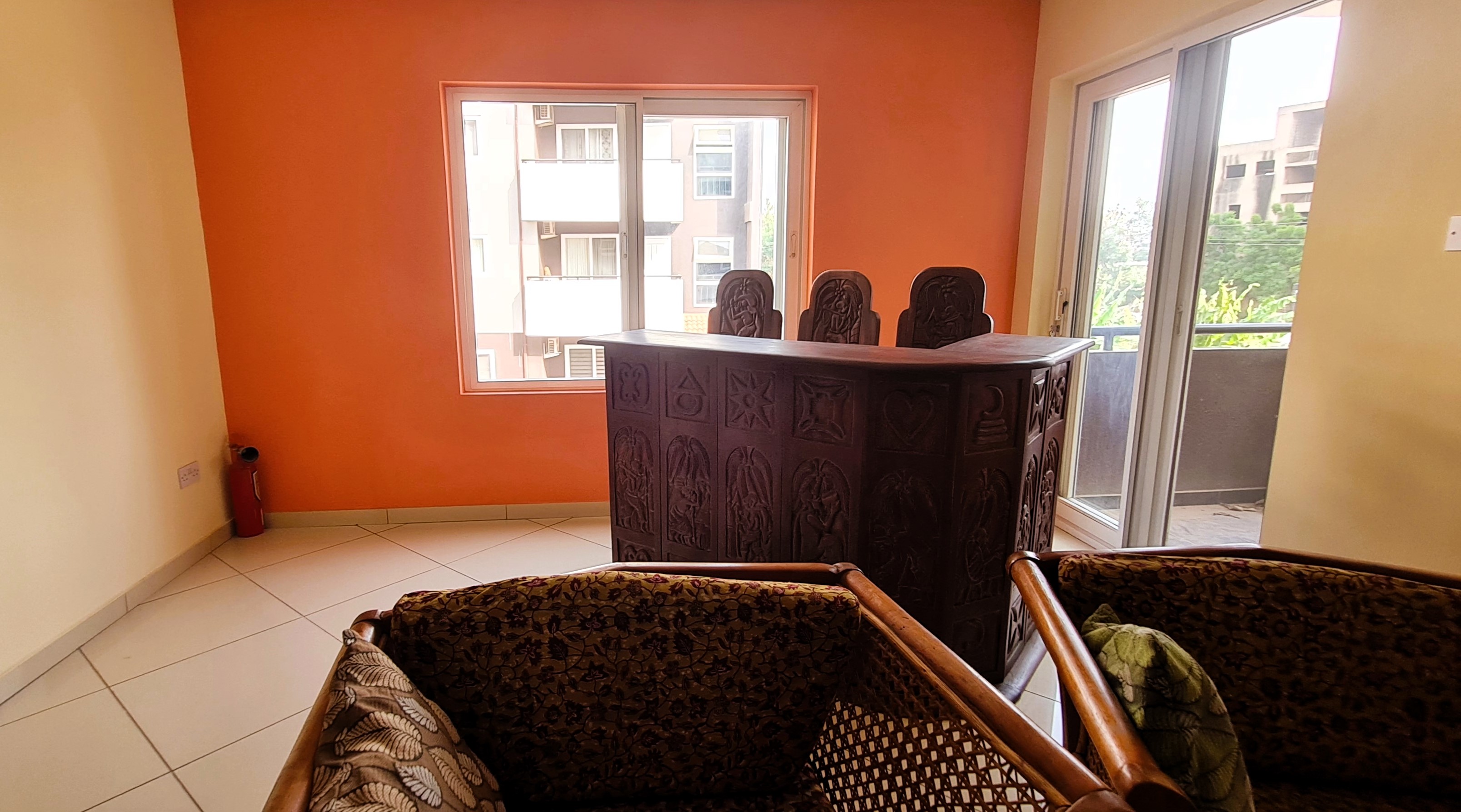 Balcony lounge detail inside Mamle's Retreat in East Legon